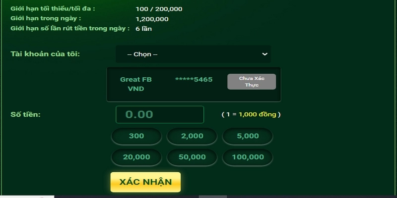 Rút Tiền FB88 2 Chuyển tiền thưởng từ quỹ về tài khoản chính để thực hiện thao tác rút tiền