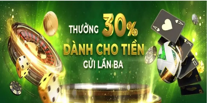 Khuyến Mãi FB88 3 Khuyến mại thưởng 30% dành cho tiền gửi lần ba mang lại cơ hội hấp dẫn